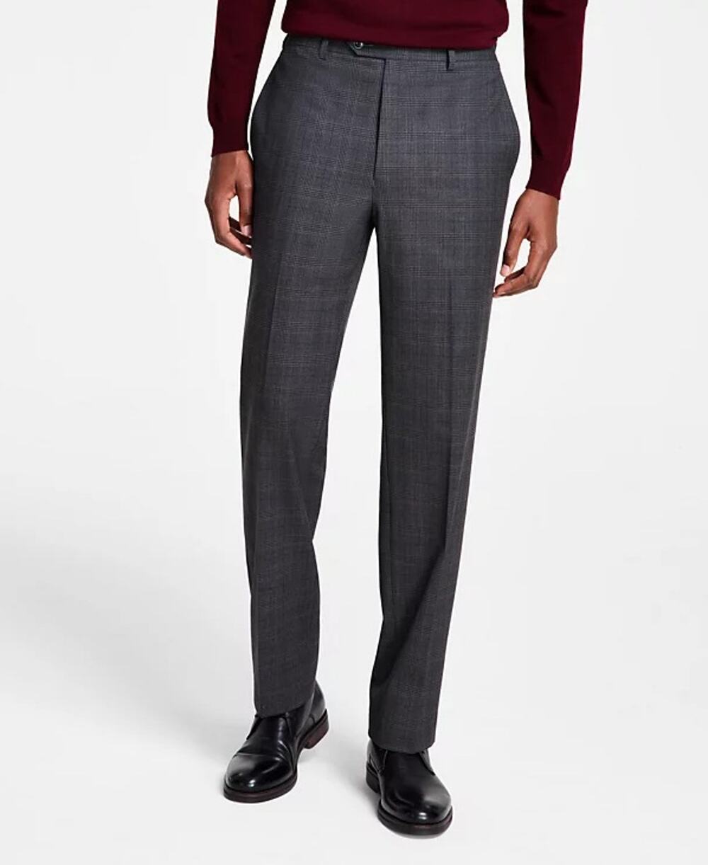 Michael Kors Men's Plaid Dark Grey Marvin Classic Fit Dress Pants Size 40W 32L